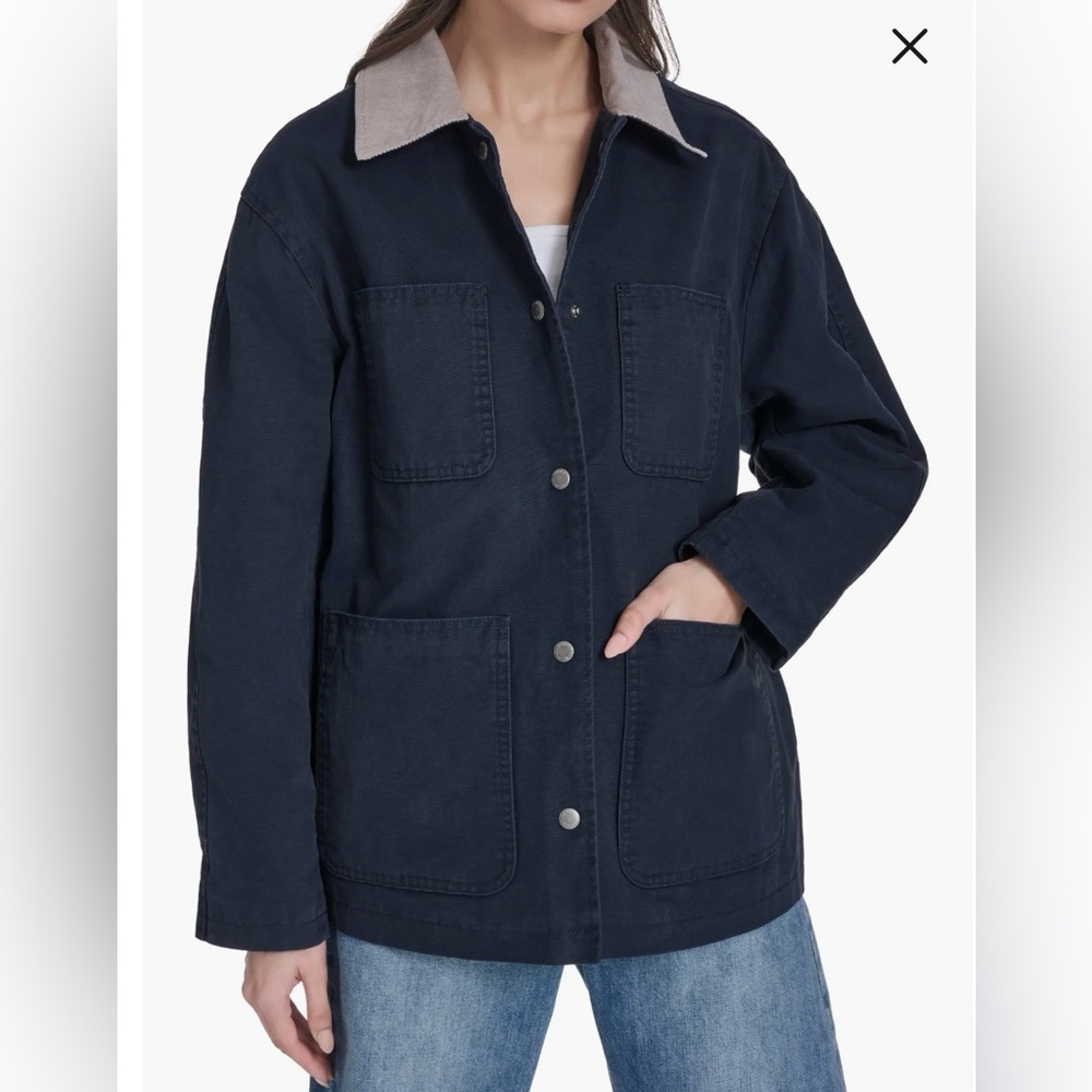 NWT Levi’s Navy 4 Pocket Barn Jacket w/Tan Contrast Collar Field Jacket Large